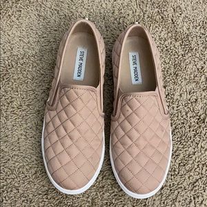 Steve Madden tan/pinkish slip ons.